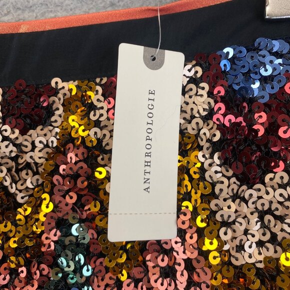 New Anthropologie MAEVE 6 Skirt Sequin Multicolor Zig Zag Chevron Party - Picture 5 of 16